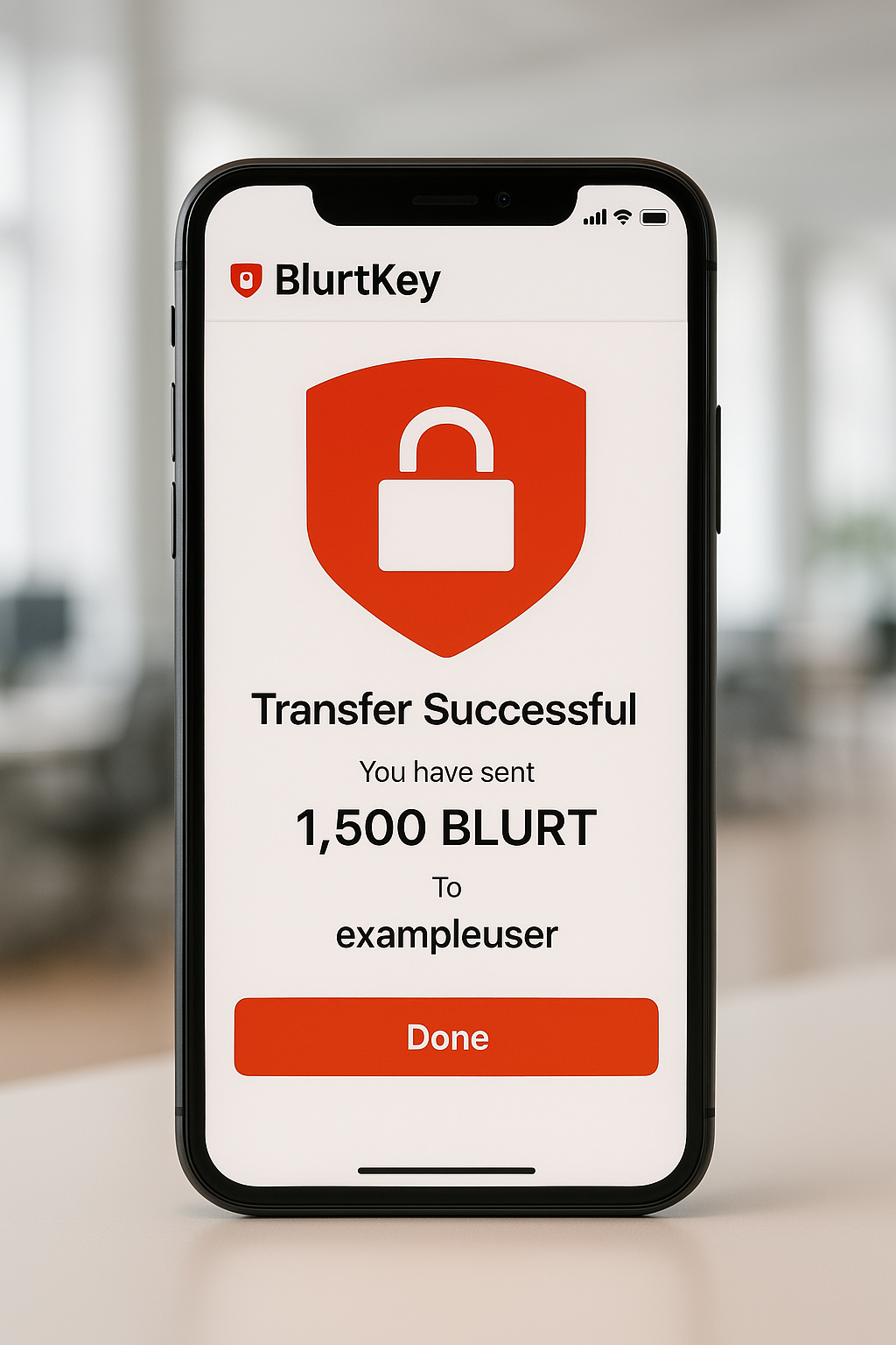 BlurtKey Transfer Screen